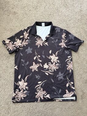all in motion Black Polo with Cream Floral Print